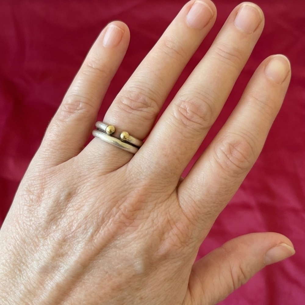 Folli Follie Solid silver and gold tone Ring. Size 6